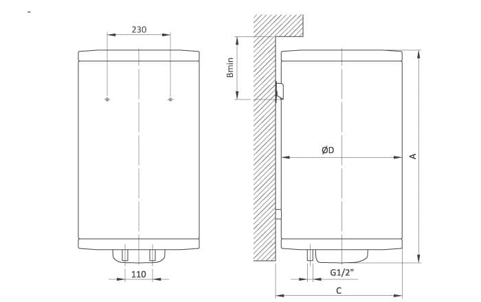Talas E Vertikalni Bojler Tehnicki crtez