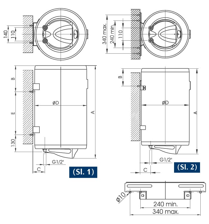 Talas Vertikalni Bojleri tehnički crtež